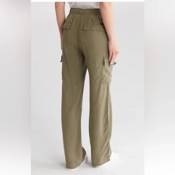 Sanctuary Caravan Tencel Olive Green Pull On Cargo Pant Size Large - Picture 7 of 9